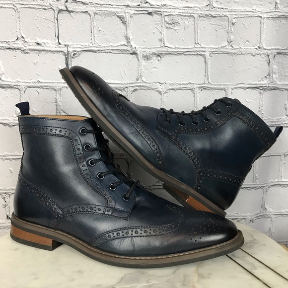 La Milano Patina Collection Mens Leather Blue Oxford Wingtip Boots Size 12 LZ181 - Picture 8 of 13